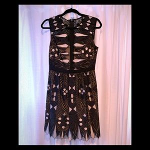 BCBG Max Azira black and nude short dress